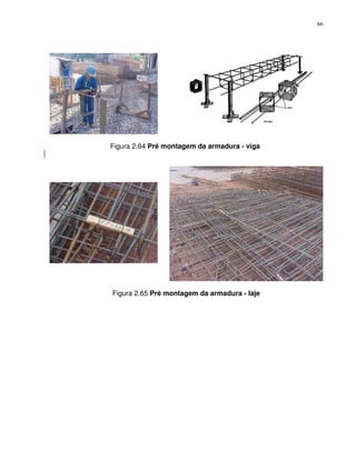 66




Figura 2.64 Pré montagem da armadura - viga




Figura 2.65 Pré montagem da armadura - laje
 