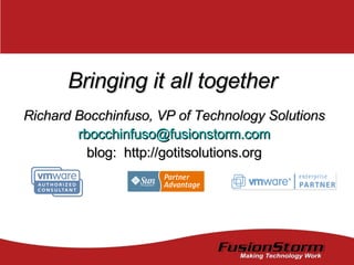 Bringing it all together Richard Bocchinfuso, VP of Technology Solutions [email_address] blog:  http://gotitsolutions.org 
