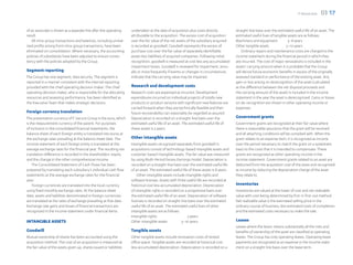 F-Secure 2012   03 17

of an associate is shown as a separate line after the operating       undertaken at the date of acquisition plus costs directly            straight-line basis over the estimated useful life of an asset. The
result.                                                               attributable to the acquisition. The excess cost of acquisition      estimated useful lives of tangible assets are as follows:
    All intra-group transactions and balances, including unreal-      over the fair value of the net assets of the subsidiary acquired     Machinery and equipment	           3–8 years
ized profits arising from intra-group transactions, have been         is recorded as goodwill. Goodwill represents the excess of           Other tangible assets	            5–10 years
eliminated on consolidation. Where necessary, the accounting          purchase cost over the fair value of separately identifiable             Ordinary repairs and maintenance costs are charged to the
policies of subsidiaries have been adjusted to ensure consis-         assets less liabilities of acquired companies. Following initial     income statement during the financial period in which they
tency with the policies adopted by the Group.                         recognition, goodwill is measured at cost less any accumulated       are incurred. The cost of major renovations is included in the
                                                                      impairment losses. Goodwill is reviewed for impairment, annu-        assets’ carrying amount when it is probable that the Group
Segment reporting                                                     ally or more frequently if events or changes in circumstances        will derive future economic benefits in excess of the originally
The Group has one segment; data security. The segment is              indicate that the carrying value may be impaired.                    assessed standard or performance of the existing asset. Any
reported in a manner consistent with the internal reporting                                                                                gain or loss arising on derecognition of the asset (calculated
provided with the chief operating decision maker. The chief           Research and development costs                                       as the difference between the net disposal proceeds and
operating decision maker, who is responsible for the allocating       Research costs are expensed as incurred. Development                 the carrying amount of the asset) is included in the income
resources and assessing performance, has been identified as           expenditures incurred on individual projects of totally new          statement in the year the asset is derecognized. Gains or losses
the Executive Team that makes strategic decisions.                    products or product versions with significant new features are       on de-recognition are shown in other operating income or
                                                                      carried forward when they are technically feasible and their         expenses.
Foreign currency translation                                          future recoverability can reasonably be regarded as assured.
The presentation currency of F-Secure Group is the euro, which        Depreciation is recorded on a straight-line basis over the           Government grants
is the measurement currency of the parent. For purposes               estimated useful life of an asset. The estimated useful life of      Government grants are recognized at their fair value where
of inclusion in the consolidated financial statements, the            these assets is 3 years.                                             there is reasonable assurance that the grant will be received
balance sheet of each foreign entity is translated into euros at                                                                           and all attaching conditions will be complied with. When the
the exchange rates prevailing at the balance sheet date. The          Other intangible assets                                              grant relates to an expense item, it is recognized as income
income statement of each foreign entity is translated at the          Intangible assets recognized separately from goodwill in             over the period necessary to match the grant on a systematic
average exchange rates for the financial year. The resulting net      acquisitions consist of technology-based intangible assets and       basis to the costs that it is intended to compensate. These
translation difference is recorded in the shareholders’ equity        customer-based intangible assets. The fair value was measured        grants are recognized as other operating income in the
and the change in the other comprehensive income.                     by using Multi-Period Excess Earnings model. Depreciation is         income statement. Government grants related to an asset are
    The Consolidated Statement of Cash Flows has been                 recorded on a straight-line basis over the estimated useful life     deducted from the acquisition cost of the asset and recognized
prepared by translating each subsidiary’s individual cash flow        of an asset. The estimated useful life of these assets is 8 years.   as income by reducing the depreciation charge of the asset
statements at the average exchange rates for the financial                Other intangible assets include intangible rights and            they relate to.
year.                                                                 software licenses. Assets with finite useful life are recorded at
    Foreign currencies are translated into the local currency         historical cost less accumulated depreciation. Depreciation          Inventories
using fixed monthly exchange rates. At the balance sheet              of intangible rights is recorded on a progressive basis over         Inventories are valued at the lower of cost and net realizable
date, assets and liabilities denominated in foreign currencies        the estimated useful life of an asset. Depreciation of software      value with cost being determined by first-in first-out method.
are translated at the rates of exchange prevailing at that date.      licenses is recorded on straight-line basis over the estimated       Net realizable value is the estimated selling price in the
Exchange rate gains and losses of financial transactions are          useful life of an asset. The estimated useful lives of other         ordinary course of business, less estimated costs of completion
recognized in the income statement under financial items.             intangible assets are as follows:                                    and the estimated costs necessary to make the sale.
                                                                      Intangible rights	                    5 years
INTANGIBLE ASSETS                                                     Other intangible assets	          5–10 years                         Leases
                                                                                                                                           Leases where the lessor retains substantially all the risks and
Goodwill                                                              Tangible assets                                                      benefits of ownership of the asset are classified as operating
Mutual ownership of shares has been accounted using the               Other tangible assets include renovation costs of rented             leases. The Group has only operating leases. Operating lease
acquisition method. The cost of an acquisition is measured at         office space. Tangible assets are recorded at historical cost        payments are recognized as an expense in the income state-
the fair value of the assets given up, shares issued or liabilities   less accumulated depreciation. Depreciation is recorded on a         ment on a straight-line basis over the lease term.
 