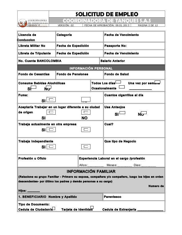 Resultado de imagen para solicitud de empleo