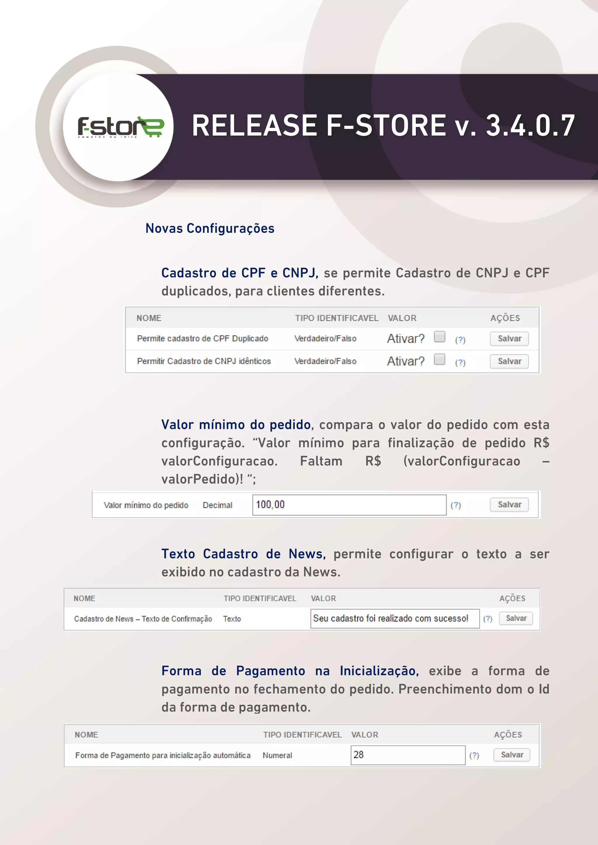 F-Store v3 Release Description 3.4.0.7