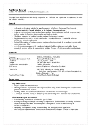 Prathima_Resume[1] | DOC | Computer Software and Applications | Computing