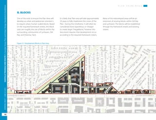 Figure 21: Development Blocks in Plan Area
P L A N F R A M E W O R K
OAKVILLETRIANGLEANDROUTE1|CorridorVisionPlanandUrbanDesignStandards&Guidelines
42
WORKINGDRAFT/JUNE2015OAKVILLETRIANGLEANDROUTE1|CorridorVisionPlanandUrbanDesignStandards&Guidelines
42
WORKINGDRAFT/JUNE252015
P L A N F R A M E W O R K
Many of the redeveloped areas will be an
extension of existing blocks within Del Ray
and Lynhaven. The blocks will be established
through the framework streets and existing
streets.
One of the tools to ensure the Plan Area will
develop as urban and pedestrian oriented is
to require urban, human scaled blocks. Based
on the required framework streets, the block
sizes are roughly the size of blocks within the
surrounding communities of Lynhaven, Del
Ray, and Potomac Yard.
It is likely that Plan area will take approximately
20 years to fully implement the vision of the
Plan. During this timeframe, it will often be
considered more expeditious or cheaper
to create larger “megablocks,” however this
document requires that development occur
according to the required framework streets.
B. BLOCKS
 