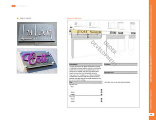 S I G N A G E
	 WALL SIGNS Figure 44: Wall Sign
UNDER
DEVELO
PM
ENT
93
OAKVILLETRIANGLEANDROUTE1|CorridorVisionPlanandUrbanDesignStandards&GuidelinesWORKINGDRAFT/JUNE2015OAKVILLETRIANGLEANDROUTE1|CorridorVisionPlanandUrbanDesignStandards&GuidelinesWORKINGDRAFT/JUNE2015
93
OAKVILLETRIANGLEANDROUTE1|CorridorVisionPlanandUrbanDesignStandards&GuidelinesWORKINGDRAFT/JUNE2015
 