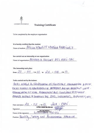 Training Certificate - Alicia Medina R