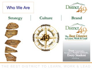 THE BEST DISTRICT TO LEARN, WORK & LEADTHE BEST DISTRICT TO LEARN, WORK & LEAD
Strategy Culture Brand
Who We Are
 