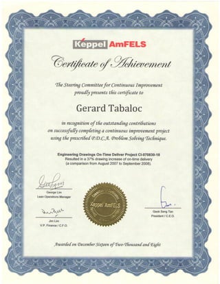 Certificate of Achievements-AmFELS