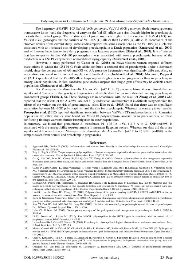 preeclampsia ati Polymorphism in Glutatione S-Transferase P1 and ManganeseSuperoxide D… preeclampsia ati Polymorphism in Glutatione S-Transferase P1 and ManganeseSuperoxide D…