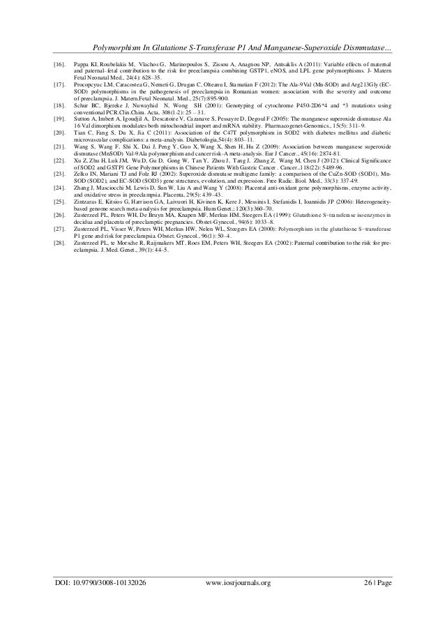 preeclampsia ati Polymorphism in Glutatione S-Transferase P1 and ManganeseSuperoxide D… preeclampsia ati Polymorphism in Glutatione S-Transferase P1 and ManganeseSuperoxide D…
