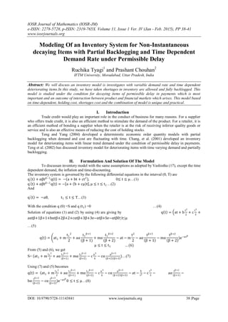 Modeling Of an Inventory System for Non-Instantaneous decaying Items ...