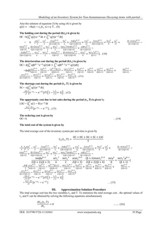 Modeling Of an Inventory System for Non-Instantaneous decaying Items ...