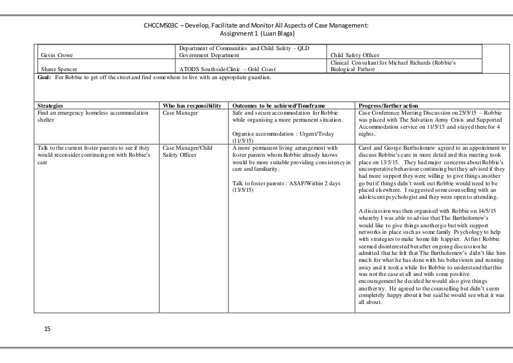 Case Management Assignment containing Case Plan
