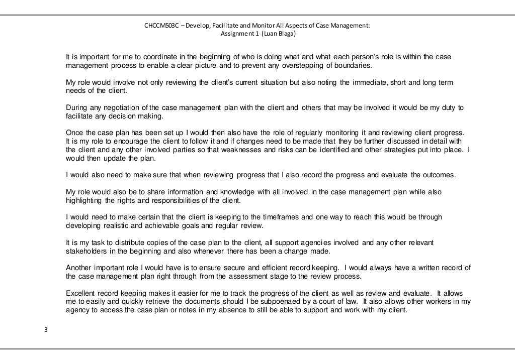 Case Management Assignment containing Case Plan