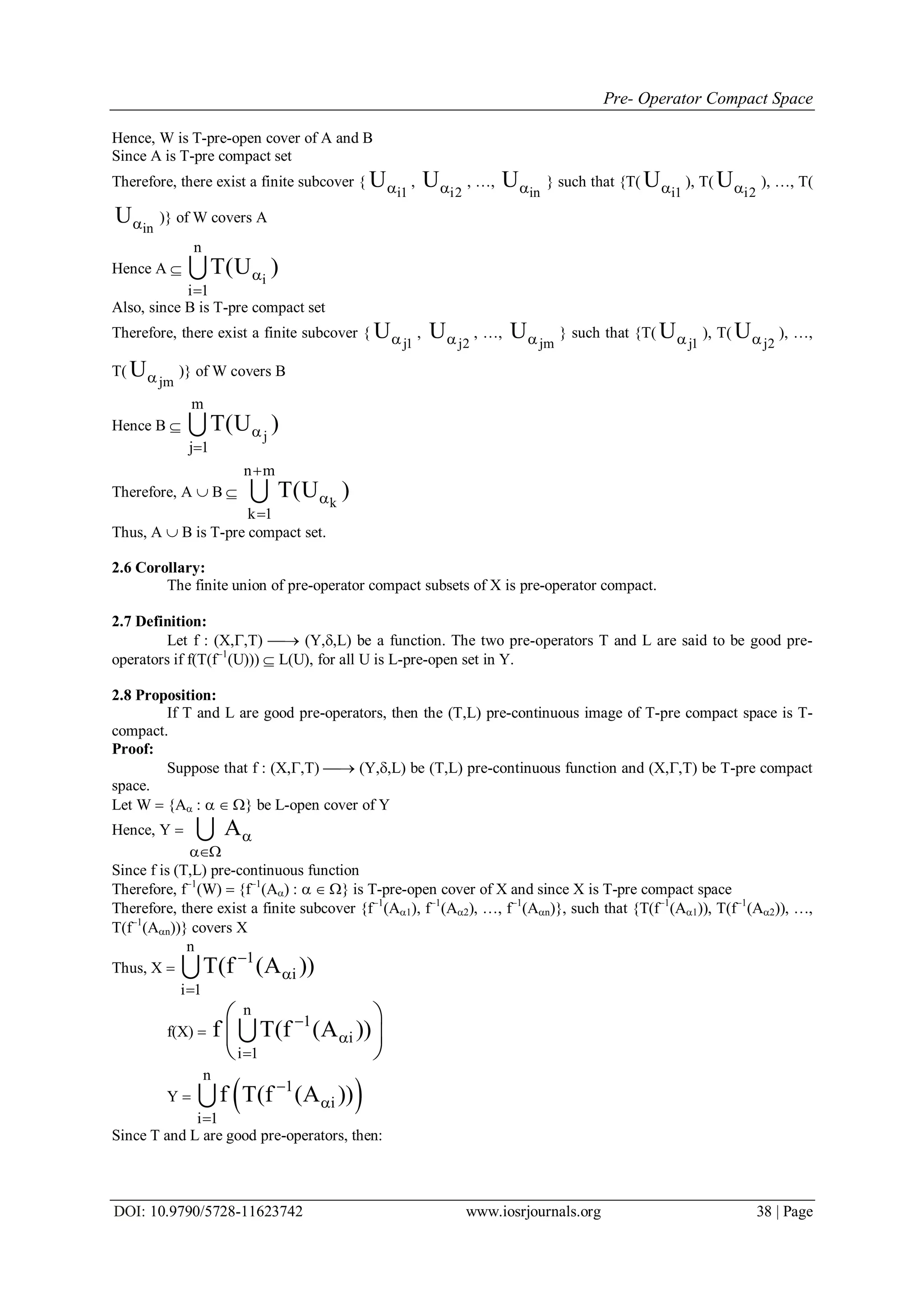Pre- Operator Compact Space | PDF