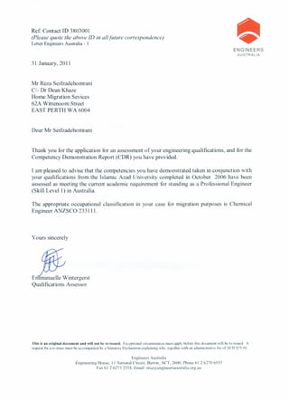 Reza Seif-Professional Engineer Letter