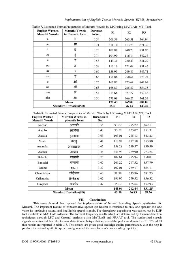 Implementation of English-Text to Marathi-Speech (ETMS) Synthesizer