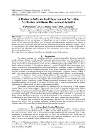A Review on Software Fault Detection and Prevention Mechanism in Software Development Activities