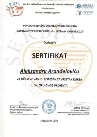 IFMSA Zertifikat