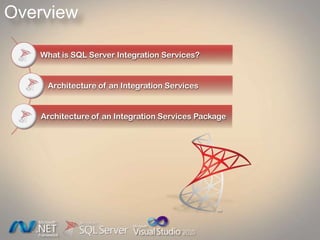 Overview
What is SQL Server Integration Services?
Architecture of an Integration Services
Architecture of an Integration Services Package
 