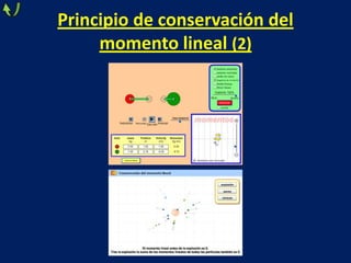Principio de conservación del
momento lineal (2)
 
