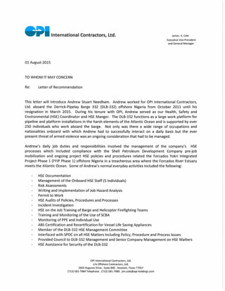 Letter of recommendation OPI