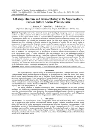 Lithology, Structure and Geomorphology of the Nagari outliers, Chittoor district, Andhra Pradesh, India