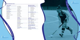 37|PrizesandAchievements
HighLife2014
PrizesandAchievements|360
Cross Country
Full Colours
Megan Exley
Half Colours
Rebecca Leadbeater
Emer Wintsch
Commendations
Amelia Ashton
Arabella Brinkman
Alexa Dykes
Charlotte Fletcher-Stables
Sophie Gray
Tayla Harding
Gigi Howard
Kate Jameson
Jessica Maybin
Emily Middleton
Claudia Pieczka	
Evie Roberts
Polly Roberts
Maddison Saunders
Eva Spellman
Freya Stevens
Bronwyn Tagg
Kirstin Vogel
Eleanor White
Jasmine Whitham
Athletics
Full Colours
Hollie Coupland
Megan Exley
Emily Gibbard
Half Colours
Isabelle Balogun-Lynch
Tayla Harding
Emily Kilner
Rebecca Shears
Commendations
Mia Suma
Other Sports Awards
Most Talented Sportswoman
U3	 Freya Stevens
L4	 Eleanor Robinson
U4	 Emer Wintsch
L5	 Lauren Cunild
U5	 Emily Kilner
Most Improved Sportswoman
U3	 Polly Roberts
L4	 Natasha Wilcockson
U4	 Katrina Harris
L5	 Lauren Mercer
U5	 Jessica Partridge
Sixth Form
Players’ Player Award
Hockey	 Isabelle Balogun-Lynch
Netball	 Zoë Bell
Coaches’ Player Award
Hockey	 Grace Roberts
Netball	 Abigayle Gibbard
Northampton High School
Sports Personality Award
Emily Kilner
Northampton High School
Headmistress’s Sports Award
Emily Gibbard
EmilyKilner
Physical Education Colours
 