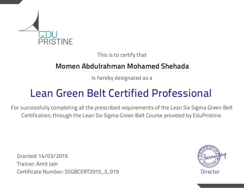 Six Sigma Green Belt Certified Professional.pdf(Momen Abdulrahman ...