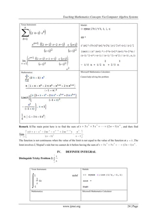 Teaching Mathematics Concepts via Computer Algebra Systems | PDF