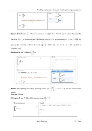 Teaching Mathematics Concepts via Computer Algebra Systems | PDF