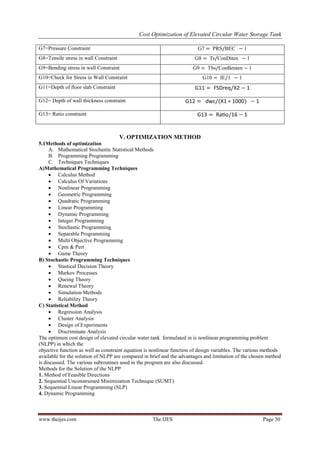 Cost Optimization of Elevated Circular Water Storage Tank | PDF