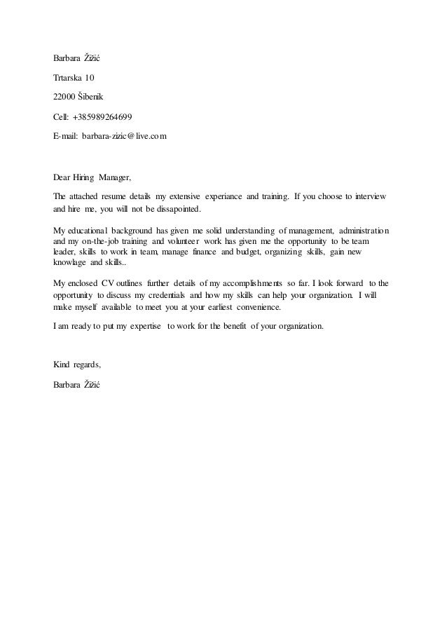 cover letter dear hiring manager cover letter
