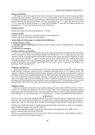 Study of some Pulmonary Function Tests in Children with Sickle Cell ...