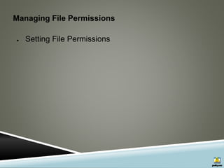 Managing File Permissions
● Setting File Permissions
 