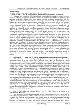 “Exploring the Relationship between Personality and Job Performance ...