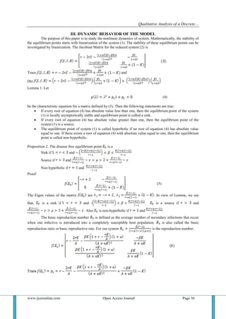 Qualitative Analysis of a Discrete SIR Epidemic Model | PDF