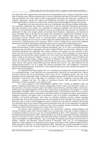 Relationship between Personality Traits, Academic Achievement and ...