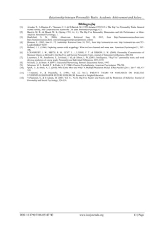 Relationship between Personality Traits, Academic Achievement and ...
