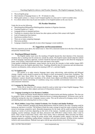 Teaching English In Adverse And Peculiar Situation: The English ...
