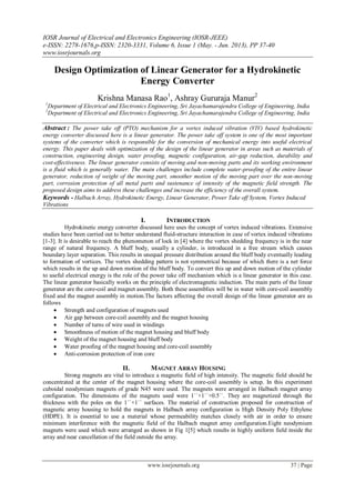 Design Optimization of Linear Generator for a Hydrokinetic Energy ...