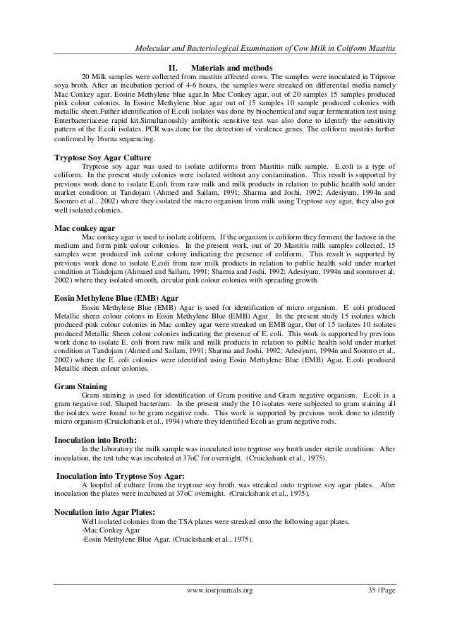 Molecular and Bacteriological Examination of Cow Milk in Coliform Mas…