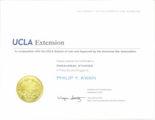 UCLA Extension - Paralegal Training Program - 09-09-15 - Certificate
