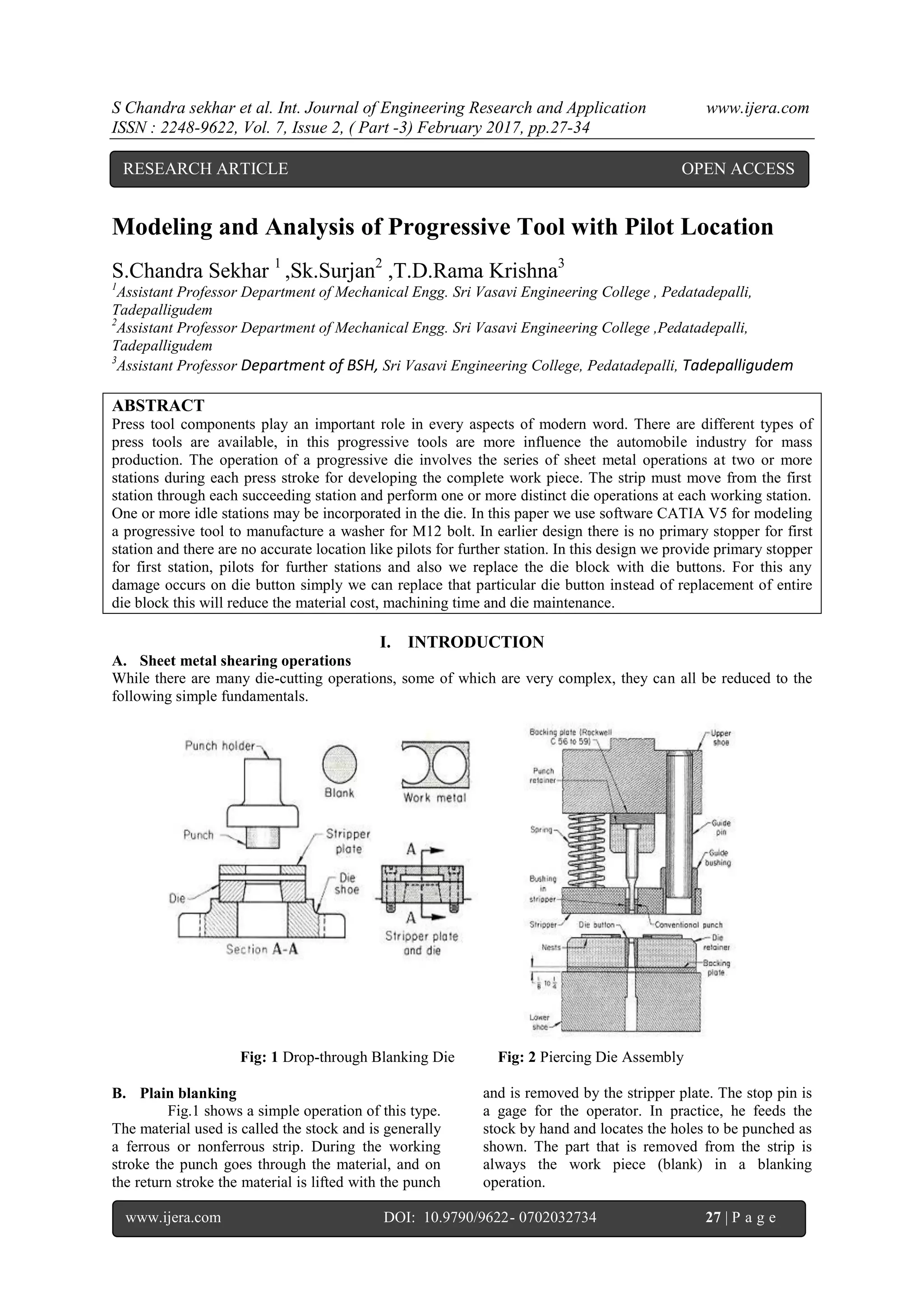 Modeling and Analysis of Progressive Tool with Pilot Location | PDF