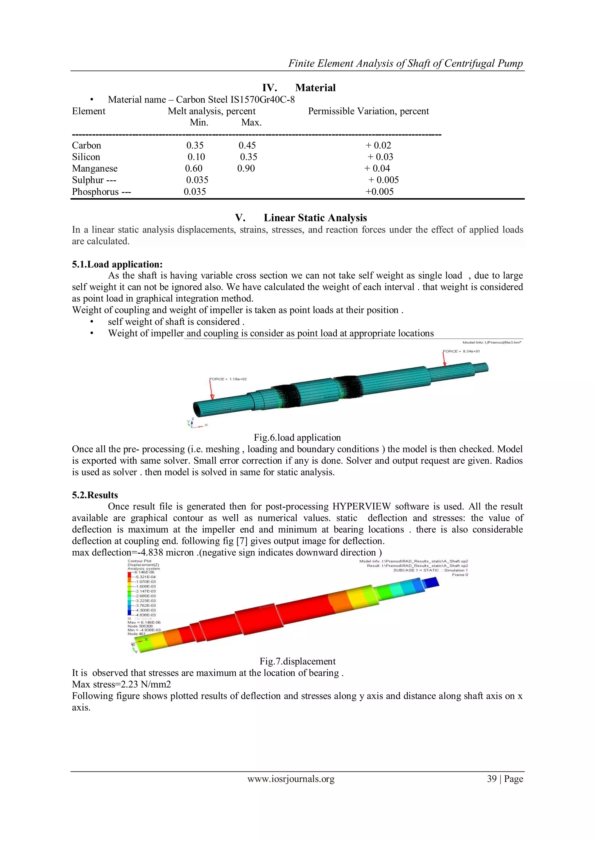 Finite Element Analysis of Shaft of Centrifugal Pump | PDF