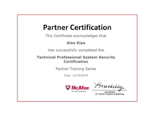 McAfee Technical Professional System Security Certification