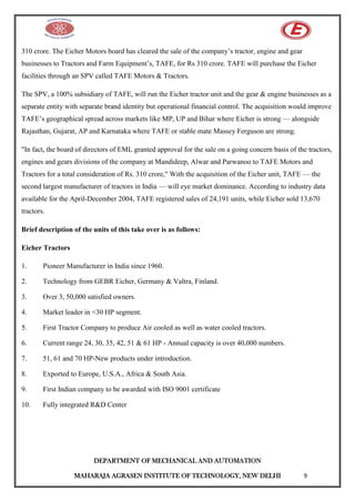 Tafe Alwar summer internship report | PDF