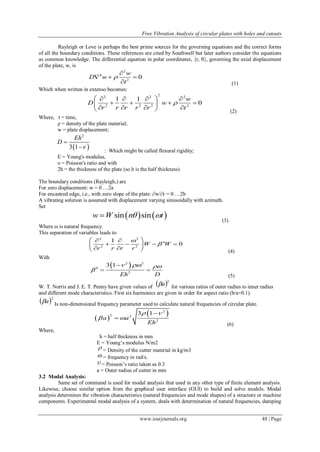 Free Vibration Analysis of circular plates with holes and cutouts | PDF