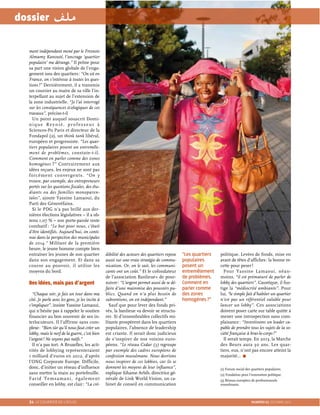 34 LE COURRIER DE L’ATLAS NUMÉRO 63 OCTOBRE 2012
dossier
ment indépendant mené par le Fresnois
Almamy Kanouté, l’ancrage ‘quartier
populaire’ me dérange.” Il prône pour
sa part une vision globale de l’enga-
gement issu des quartiers: “On est en
France, on s’intéresse à toutes les ques-
tions !” Dernièrement, il a transmis
un courrier au maire de sa ville l’in-
terpellant au sujet de l’extension de
la zone industrielle. “Je l’ai interrogé
sur les conséquences écologiques de ces
travaux”, précise-t-il
Un point auquel souscrit Domi-
nique Reynié, professeur à
Sciences-Po Paris et directeur de la
Fondapol (2), un think tank libéral,
européen et progressiste. “Les quar-
tiers populaires posent un entremêle-
ment de problèmes, constate-t-il.
Comment en parler comme des zones
homogènes ?” Contrairement aux
idées reçues, les enjeux ne sont pas
forcément convergents. “On y
trouve, par exemple, des entrepreneurs
portés sur les questions fiscales, des étu-
diants ou des familles monoparen-
tales”, ajoute Yassine Lamaoui, du
Parti des Génovéfains.
Si le PDG n’a pas brillé aux der-
nières élections législatives – il a ob-
tenu 1,07 % – son porte-parole reste
combatif : “Le but pour nous, c’était
d’être identifiés. Aujourd’hui, on conti-
nue dans la perspective des municipales
de 2014.” Militant de la première
heure, le jeune homme compte bien
entraîner les jeunes de son quartier
dans son engagement. Et dans sa
course au pouvoir, il utilise les
moyens du bord.
Des idées, mais pas d’argent
“Chaque soir, je fais un tour dans ma
cité. Je parle avec les gens, je les incite à
s’impliquer”, insiste Yassine Lamaoui,
qui n’hésite pas à rappeler le soutien
financier au bon souvenir de ses in-
terlocuteurs. Il l’affirme sans com-
plexe: “Bien sûr qu’il nous faut créer un
lobby, mais le nerf de la guerre, c’est bien
l’argent! Ne soyons pas naïfs.”
Il n’a pas tort. A Bruxelles, les acti-
vités de lobbying représenteraient
1 milliard d’euros en 2012, d’après
l’ONG Corporate Europe. Difficile,
donc, d’initier un réseau d’influence
sans mettre la main au portefeuille.
Farid Temsamani, également
conseiller en lobby, est clair: “La cré-
dibilité des acteurs des quartiers repose
aussi sur une vraie stratégie de commu-
nication. Or, on le sait, les communi-
cants ont un coût.” Et le cofondateur
de l’association Banlieue+ de pour-
suivre: “L’argent permet aussi de se dé-
faire d’une mainmise des pouvoirs pu-
blics. Quand on n’a plus besoin de
subventions, on est indépendant.”
Sauf que pour lever des fonds pri-
vés, la banlieue va devoir se structu-
rer. Si d’innombrables collectifs mi-
litants prospèrent dans les quartiers
populaires, l’absence de leadership
est criante. Il serait donc judicieux
de s’inspirer de nos voisins euro-
péens. “Le réseau Cedar (3) regroupe
par exemple des cadres européens de
confession musulmane. Nous devrions
nous inspirer de ces lobbies, car ils se
donnent les moyens de leur influence”,
explique Sihame Arbib, directrice gé-
nérale de Link World Vision, un ca-
binet de conseil en communication
politique. Levées de fonds, mise en
avant de têtes d’affiches: la bonne re-
cette pour peser!
Pour Yassine Lamaoui, néan-
moins, “il est prématuré de parler de
lobby des quartiers”. Caustique, il fus-
tige la “médiocrité ambiante”. Pour
lui, “le simple fait d’habiter un quartier
n’est pas un référentiel valable pour
lancer un lobby”. Ces associations
doivent poser carte sur table quitte à
mener une introspection sans com-
plaisance: “Investissons un leader ca-
pable de prendre tous les sujets de la so-
ciété française à bras-le-corps!”
Il serait temps. En 2013, la Marche
des Beurs aura 30 ans. Les quar-
tiers, eux, n’ont pas encore atteint la
majorité…
(1) Forum social des quartiers populaires.
(2) Fondation pour l’innovation politique.
(3) Réseau européen de professionnels
musulmans.
“Les quartiers
populaires
posent un
entremêlement
de problèmes.
Comment en
parler comme
des zones
homogènes?”
 
