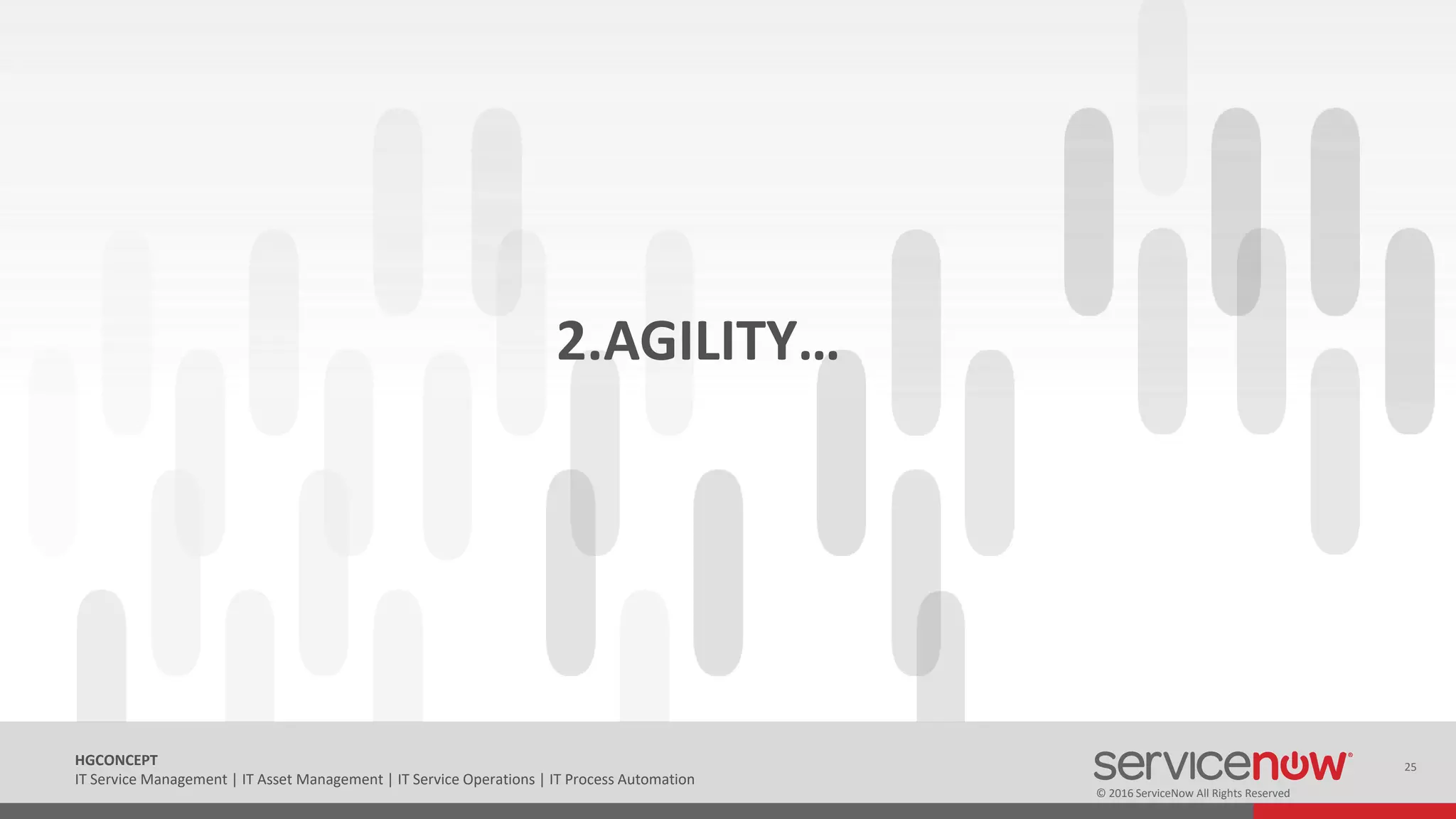© 2016 ServiceNow All Rights Reserved
25HGCONCEPT
IT Service Management | IT Asset Management | IT Service Operations | IT Process Automation
2.AGILITY…
 