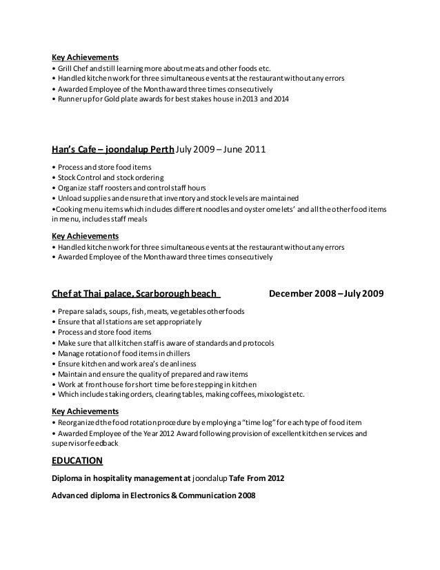 front of house resume